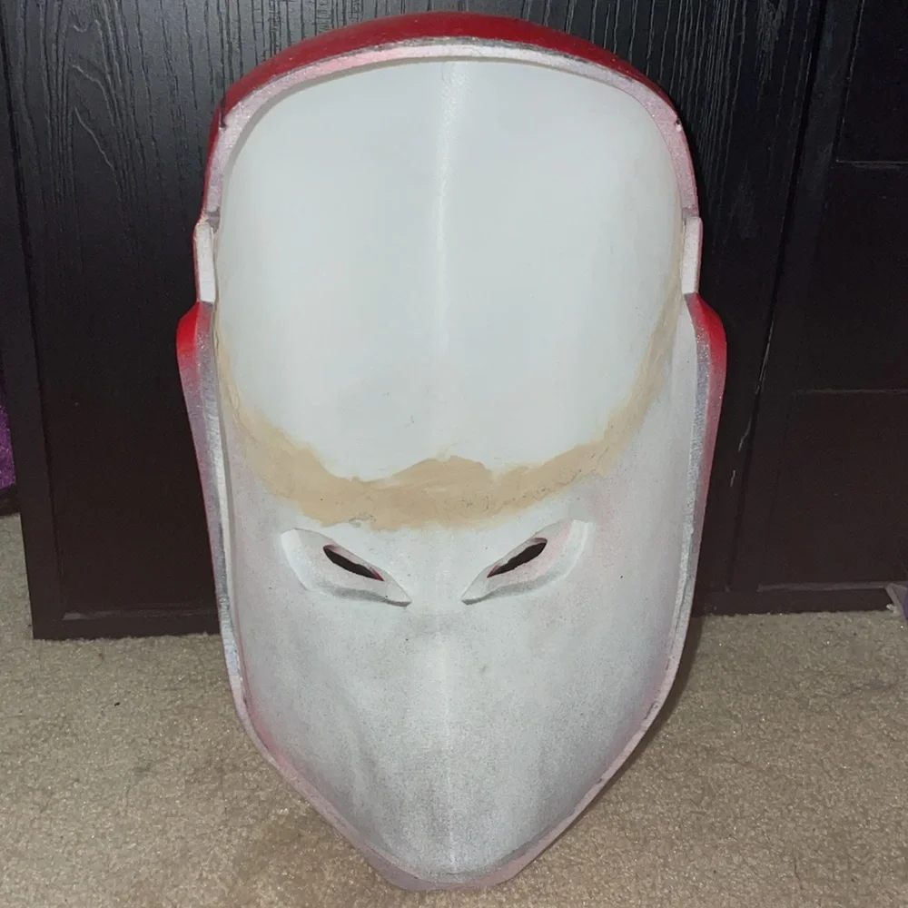 Red hood helmet